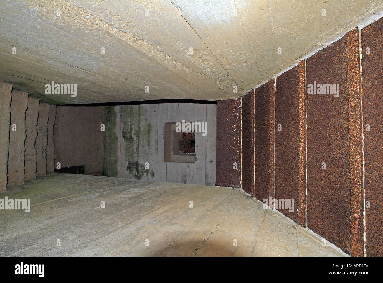 In einem deutschen Bunker an der Spitze der La Pointe du Hoc Stockfoto