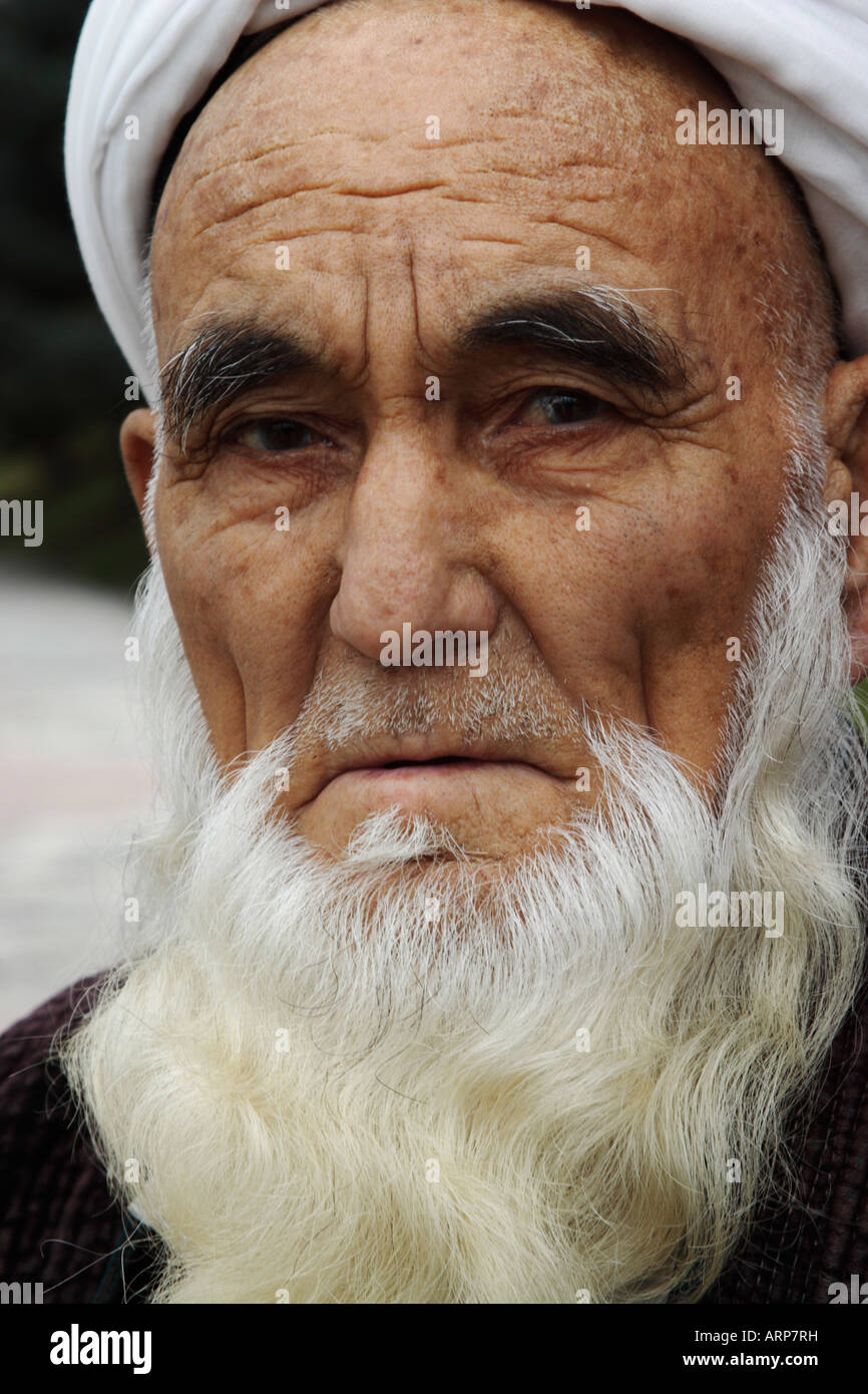 Portrat eines usbekischen Mannes mit traditionellen Bart, Usbekistan Stockfoto