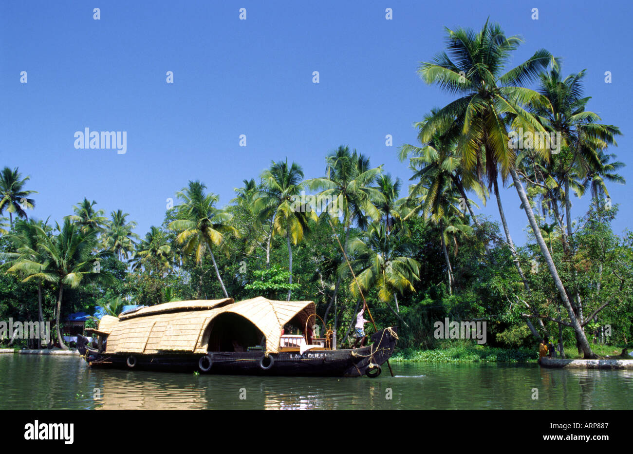 Hausboot Kerala Backwaters Indien in Südasien Stockfoto