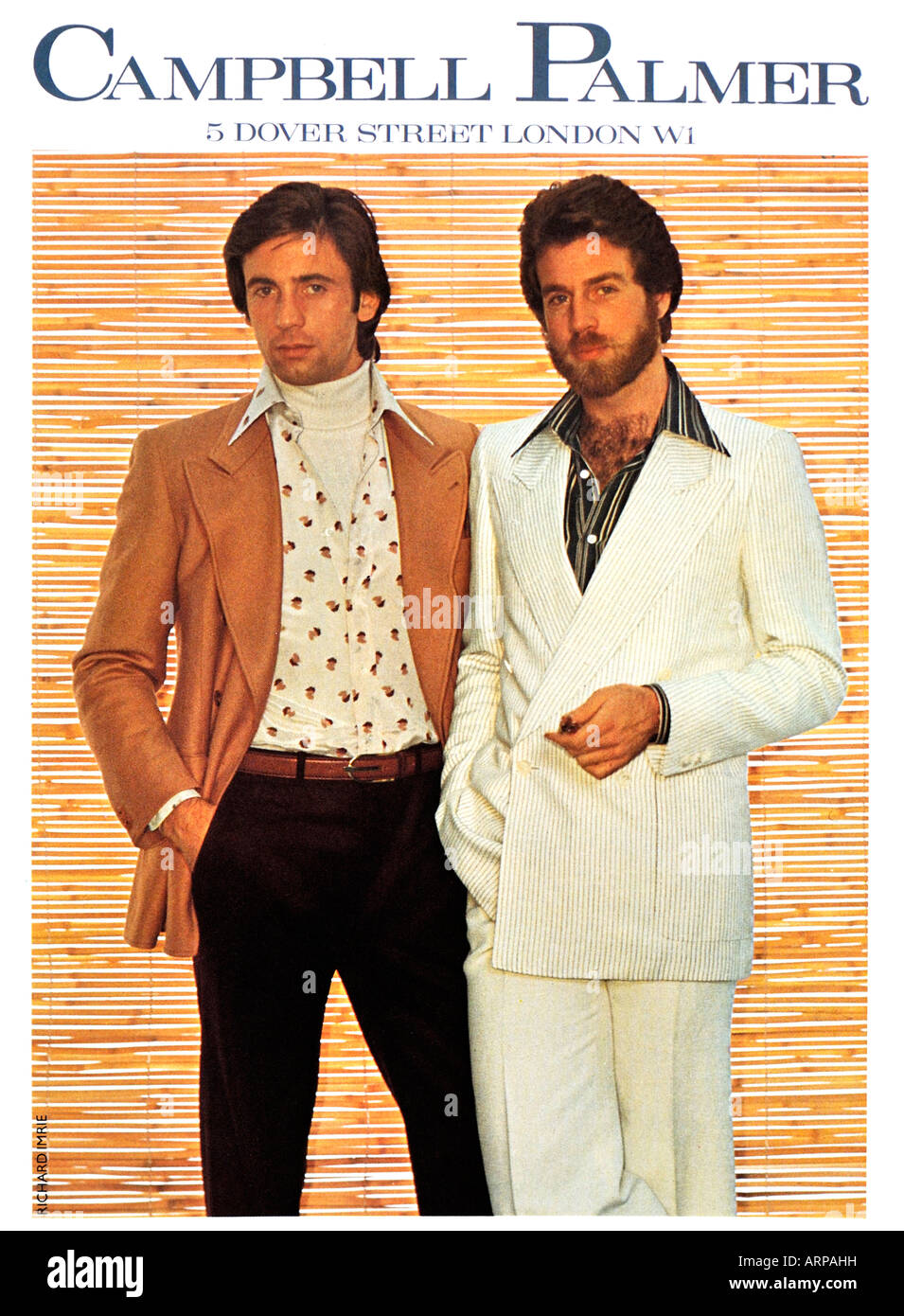 1970er Jahren Werbung für Campbell Palmer von Dover Street London Herren Mode 1976 für redaktionelles Magazin Stockfoto