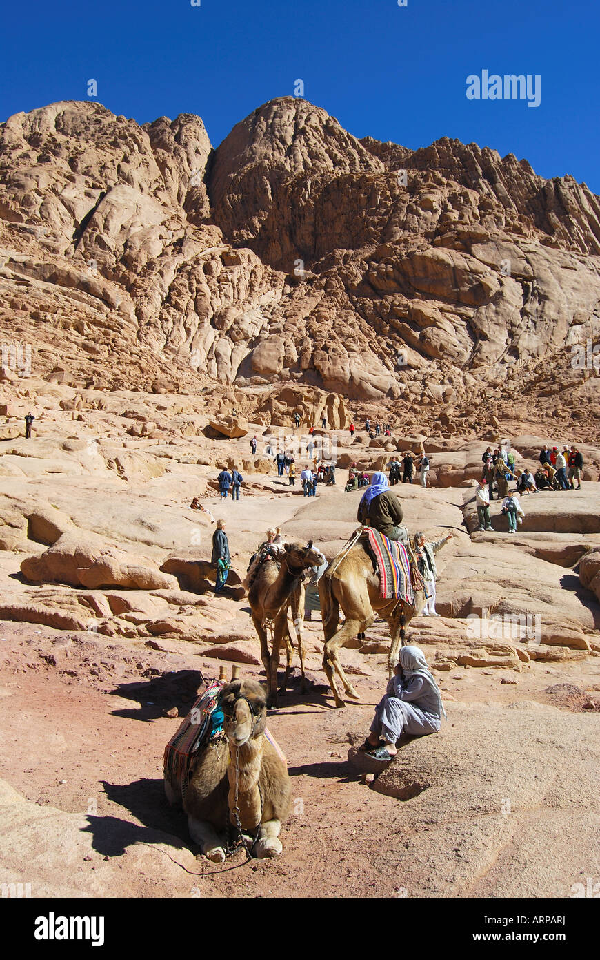 Bergige Landschaft, Handwerksarbeiten Kloster, Sinai-Halbinsel, Ägypten Stockfoto