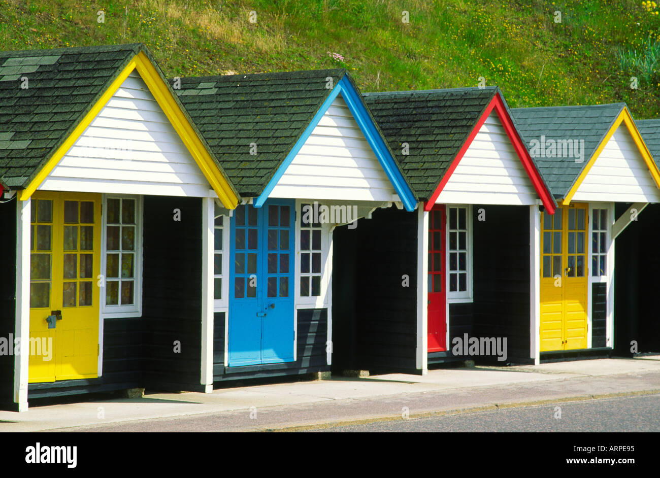 Strand-Hütten-Bournemouth-Dorset-England Stockfoto