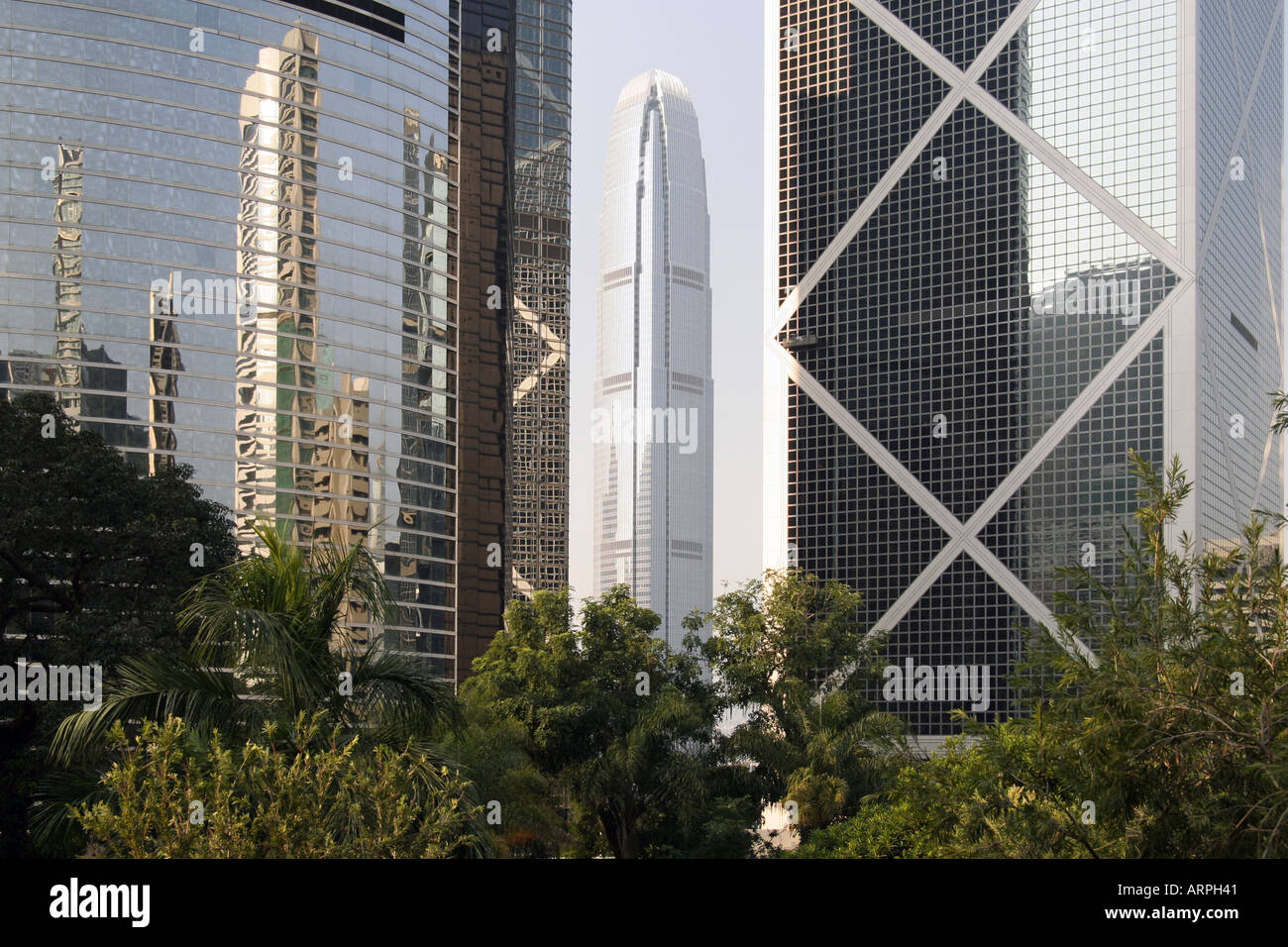 Wolkenkratzer im zentralen Bezirk von Hong Kong island Stockfoto