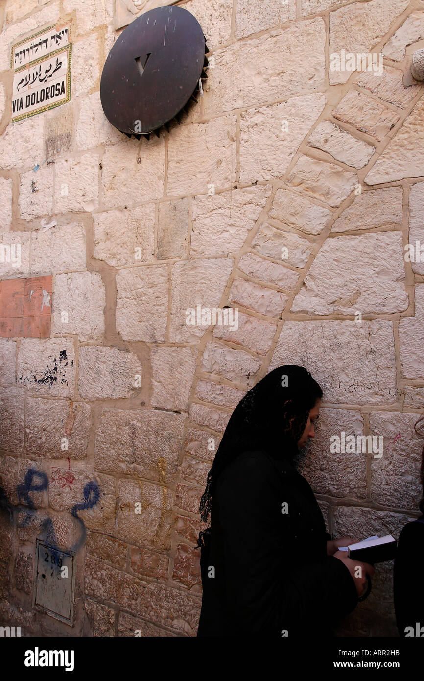 Altstadt von Jerusalem Israel die fünfte Station der Via Dolorosa Stockfoto