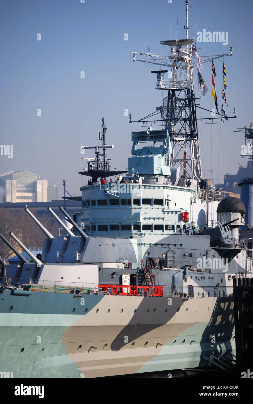 HMS Belfast Museum Schiff, South Bank, Southwark, London, England, Vereinigtes Königreich Stockfoto