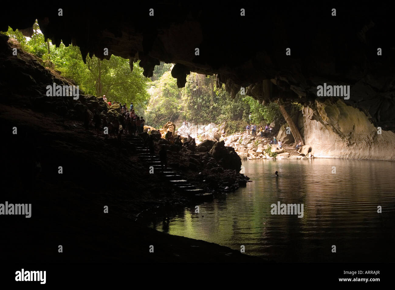 Kong Lor Höhle Laos Stockfoto