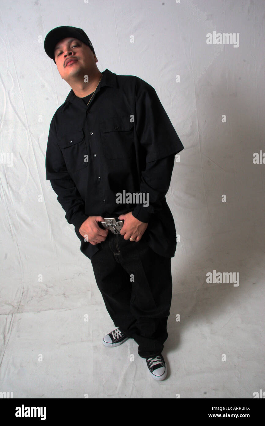 Der Rapper "Fame" aus dem Hip-Hop-Duo "Deuce Mob" Stockfoto