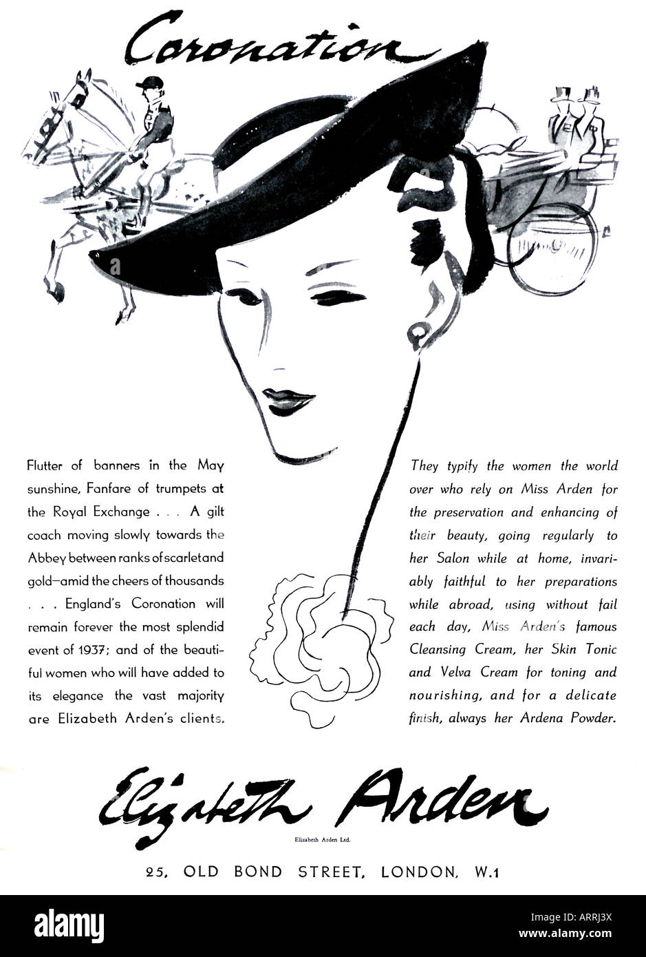 1930er Jahre Krönung Werbung für Elizabeth Arden Kosmetik 1937 für nur zur redaktionellen Nutzung Stockfoto