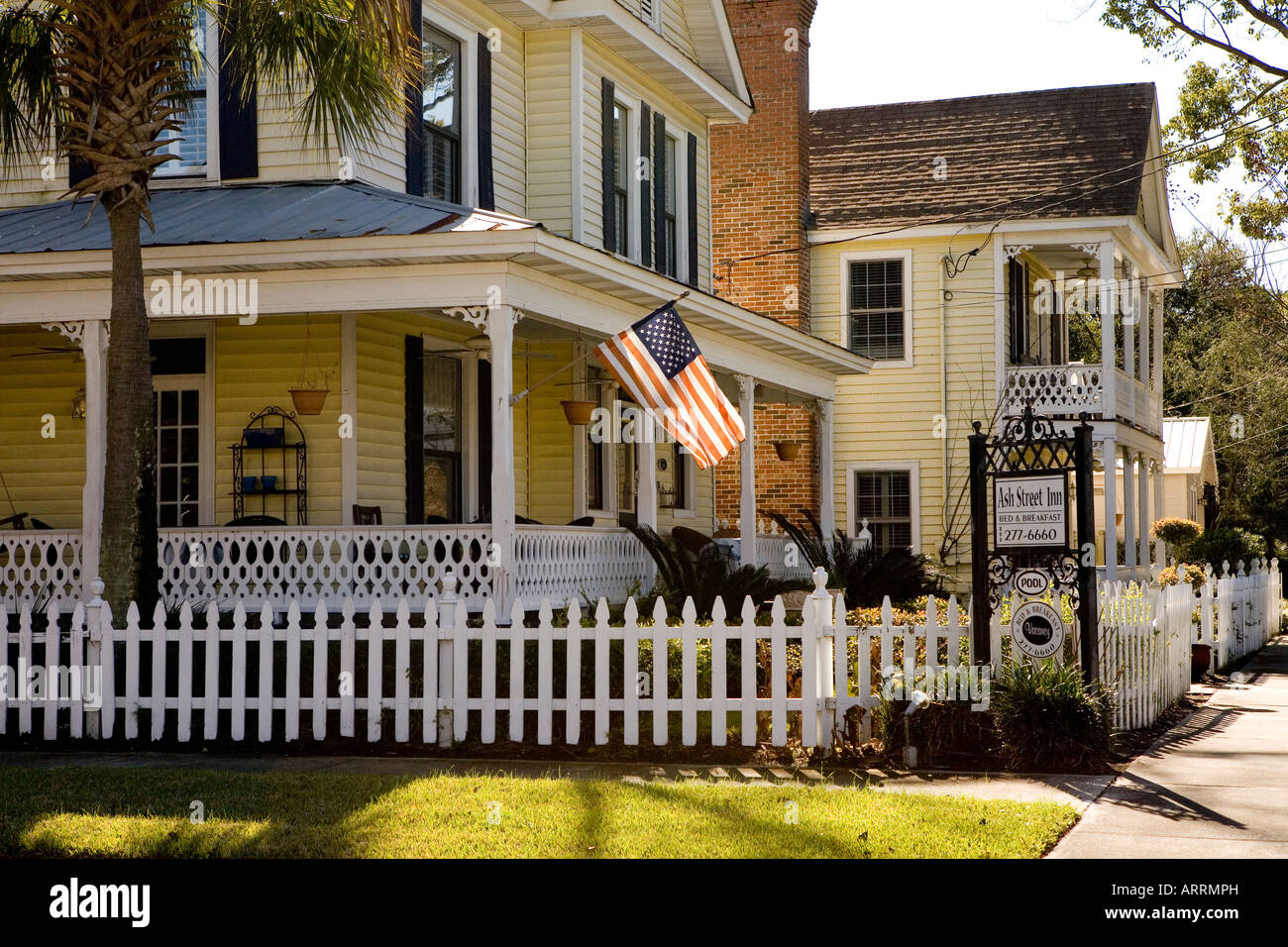Historisches Viertel Ash Street Inn Bed Breakfast Amelia Island Florida USA Fernandina Beach Stockfoto