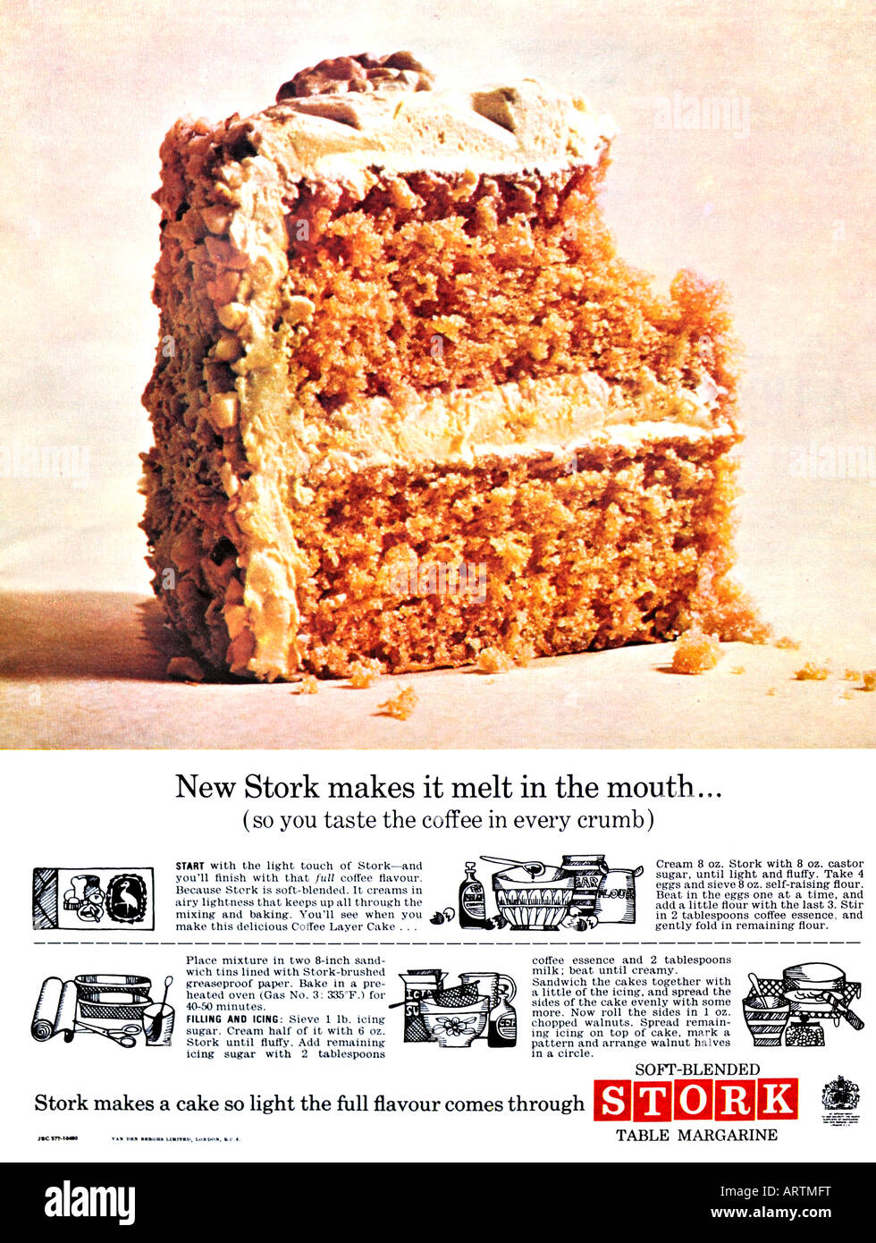 1960er Jahren Werbung für Stork Tabelle Margarine für nur zur redaktionellen Nutzung Stockfoto