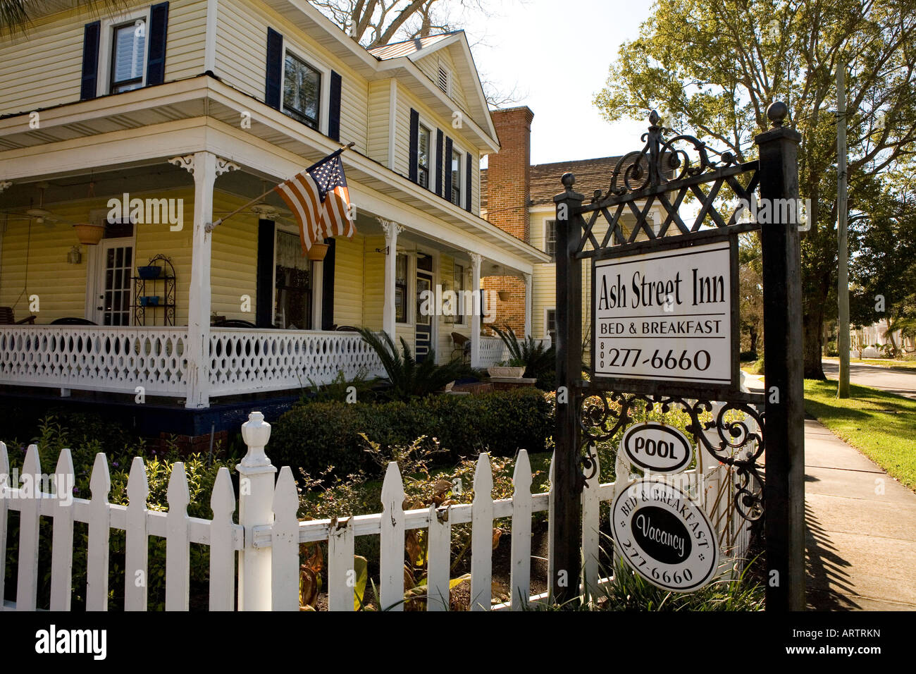 Historisches Viertel Ash Street Inn Bed Breakfast Amelia Island Florida USA Fernandina Beach Stockfoto