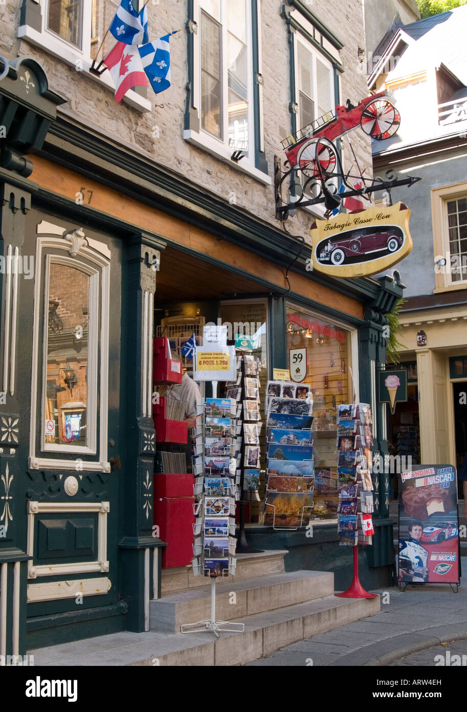 Ein Souvenir-Shop im Bereich der historischen Unterstadt von Quebec City, Kanada Stockfoto