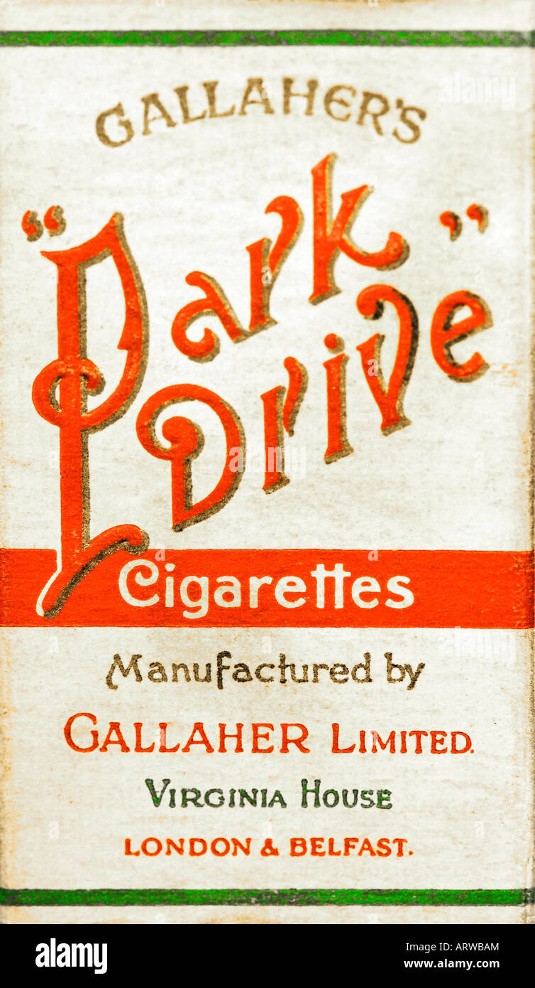1930er Jahren 1940er Jahren der 1950er Jahre der 1960er Jahre Park Drive Zigaretten Pack oder Paket nur zur redaktionellen Nutzung Stockfoto