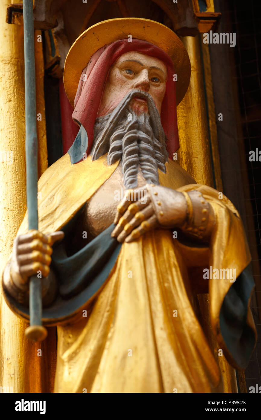 Nahaufnahme von der gotischen Statuen der Schroner Bruner-Brunnen (der schöne Brunnen), Nürnberg, Deutschland Stockfoto