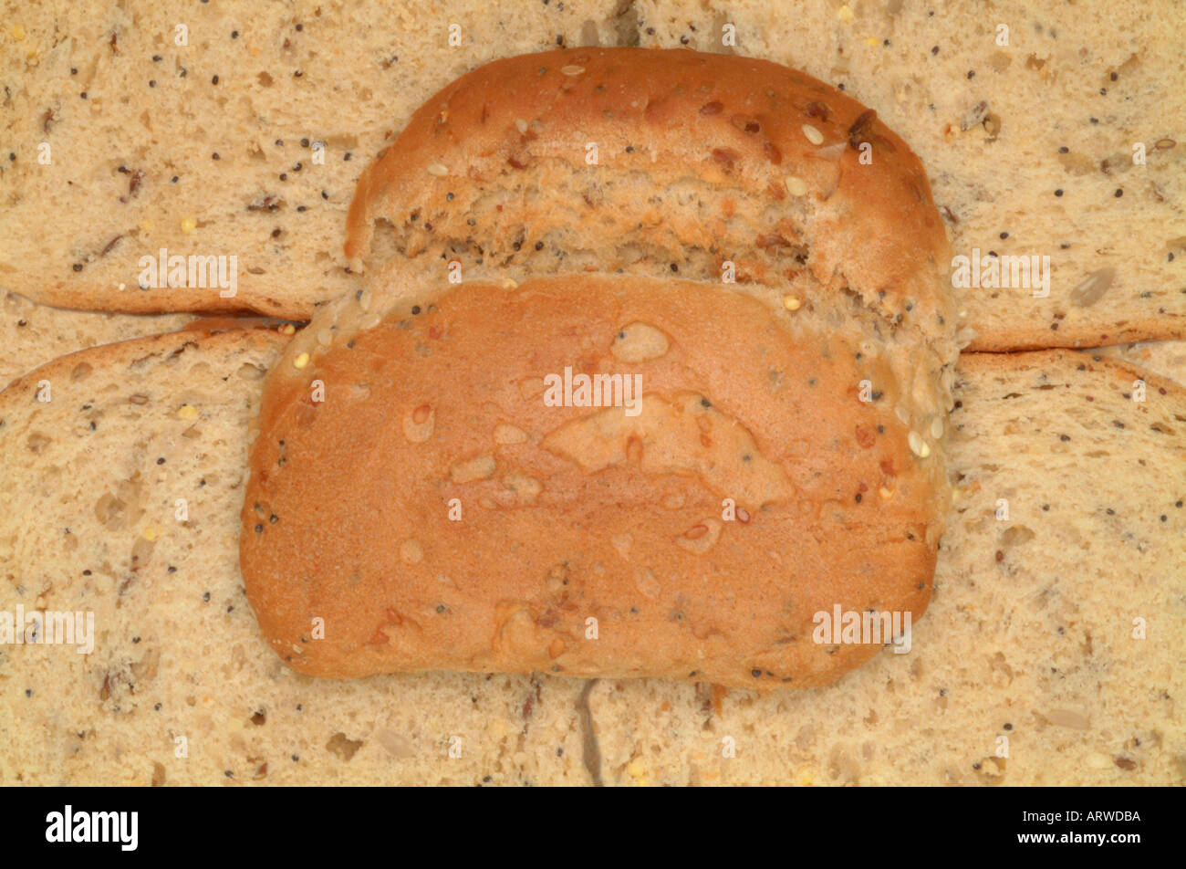 Braune Brot Vollkorn geschnittene Quadrat auf Stockfoto