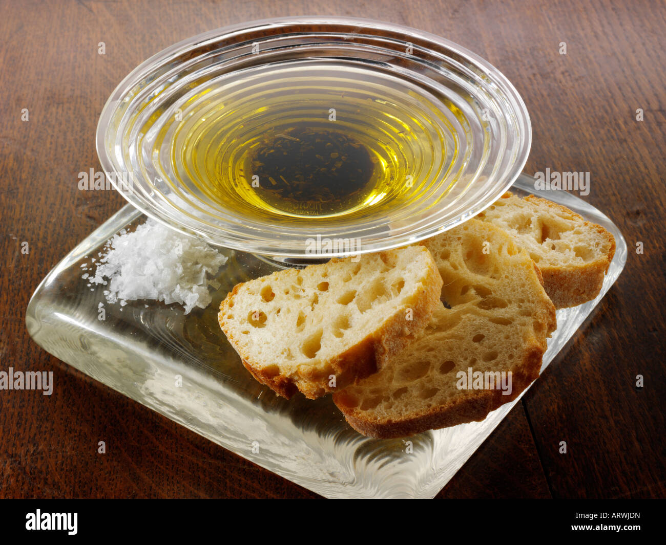 Brot und Olivenöl DIP-sauce Stockfoto