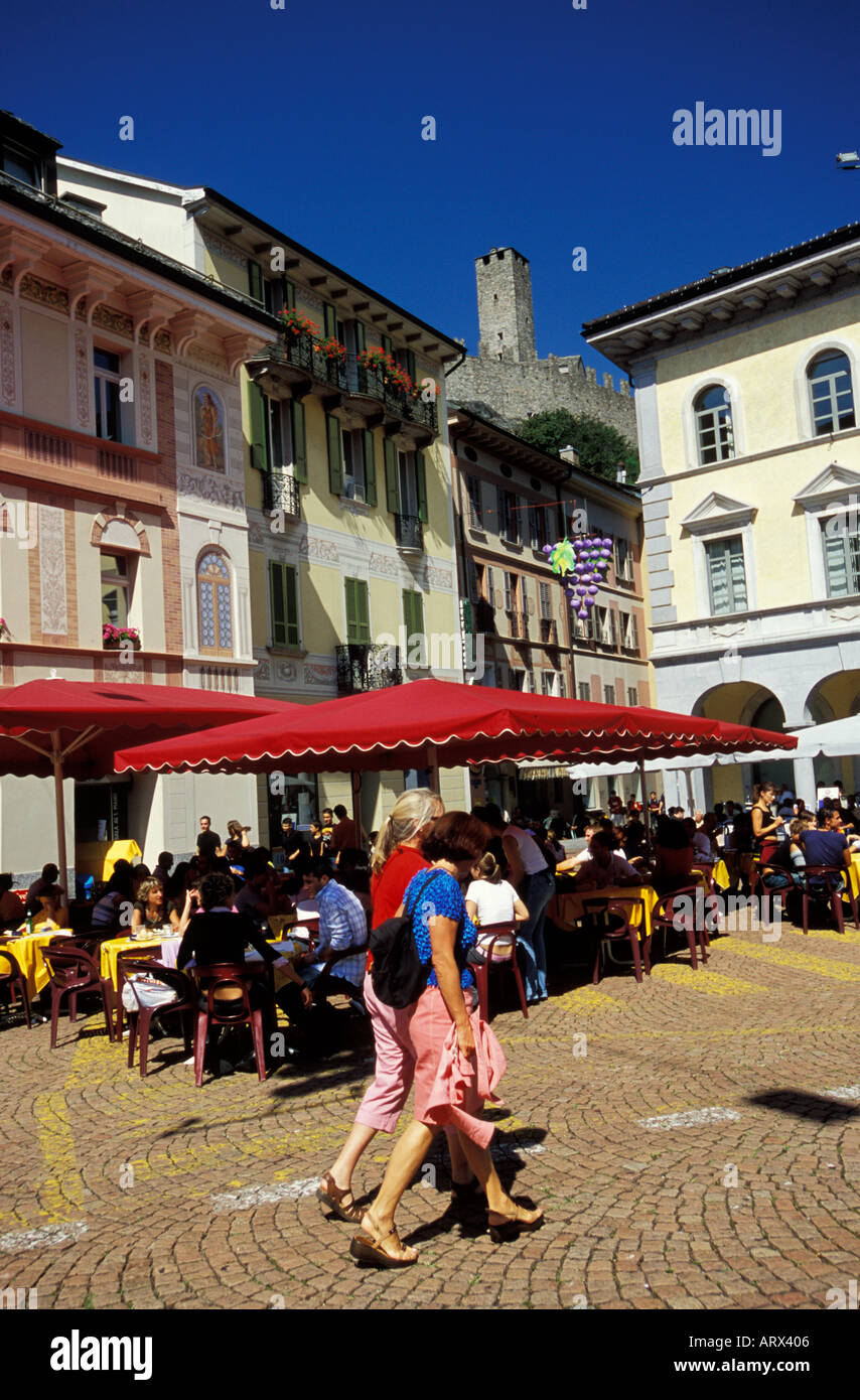 Schweiz, Stadt Bellnzona, Altstädter Ring Tessin Stockfoto