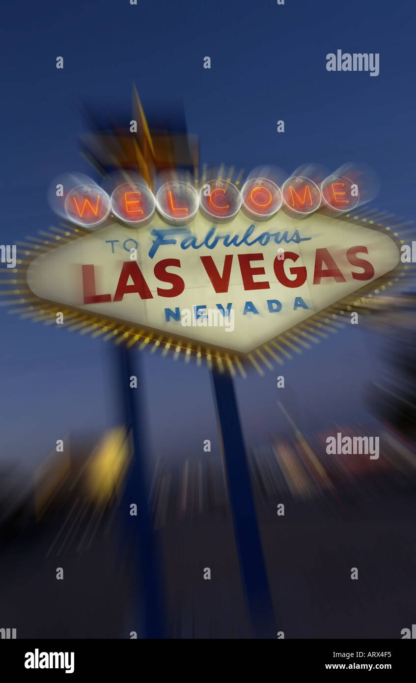 Beleuchtete willkommen Ortsschild von Las Vegas in Nevada, USA Stockfoto