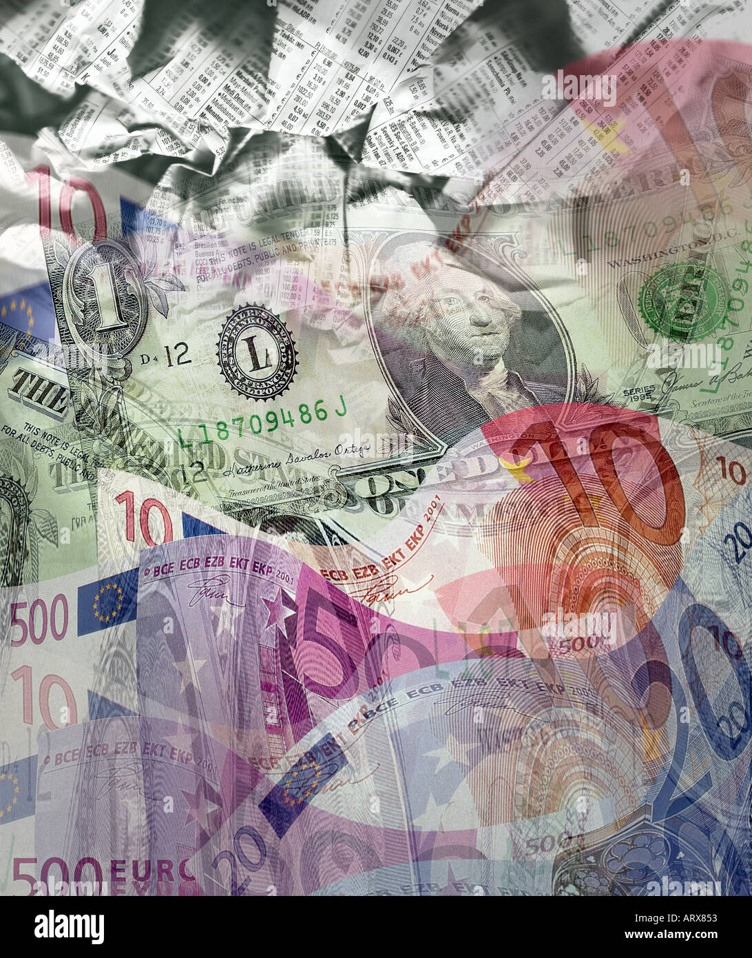 FINANZKONZEPT: Internationale Währung Stockfoto