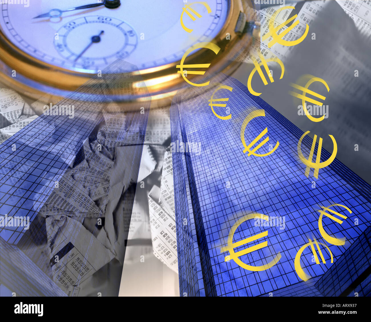FINANZKONZEPT: Euro-Währung im Wert fallen Stockfoto