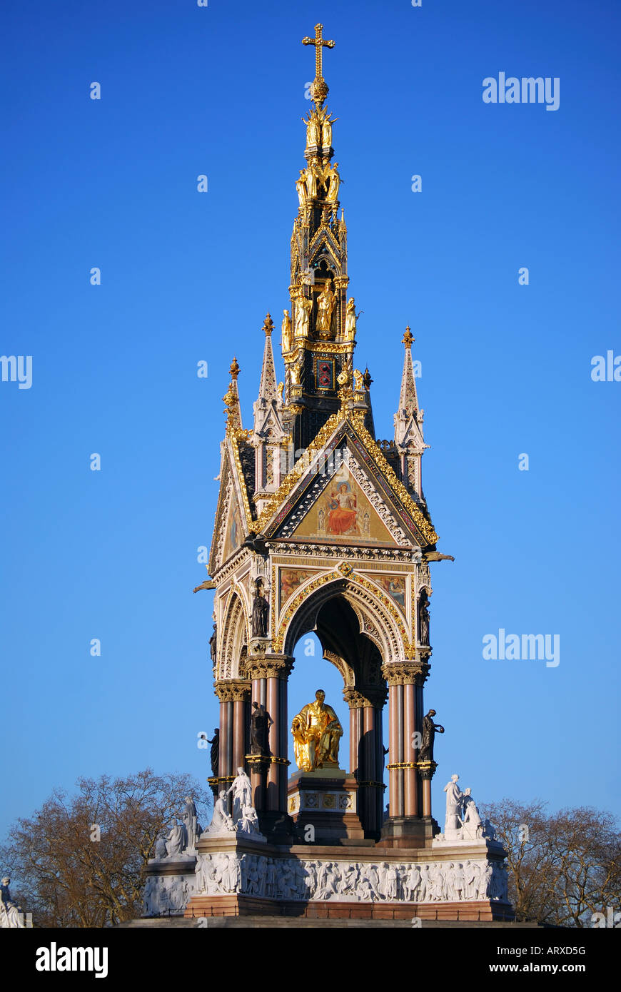 Prinz Albert Memorial, Hyde Park, Kensington, London, England, Vereinigtes Königreich Stockfoto