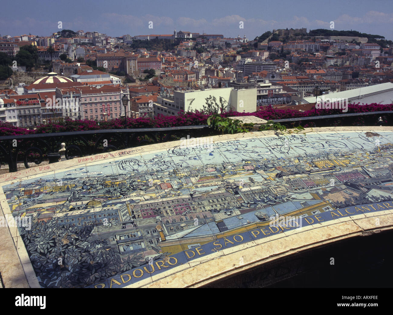 Portugal Lissabon Bairo Alto Azulejos Stadtplan mit Stadt bkgd Stockfoto