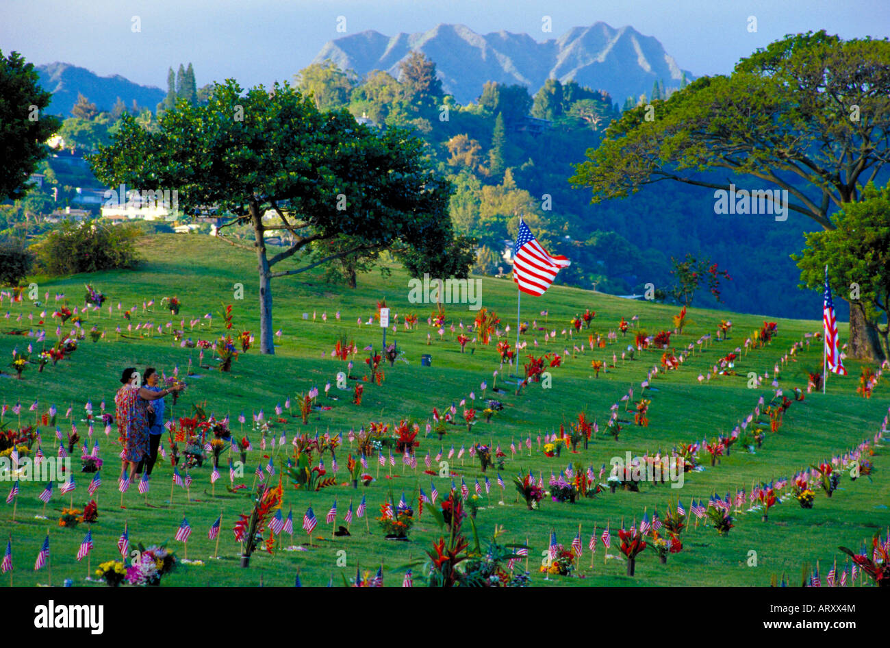 Memorial Day auf Punchbowl Cemetery in Honolulu Stockfoto