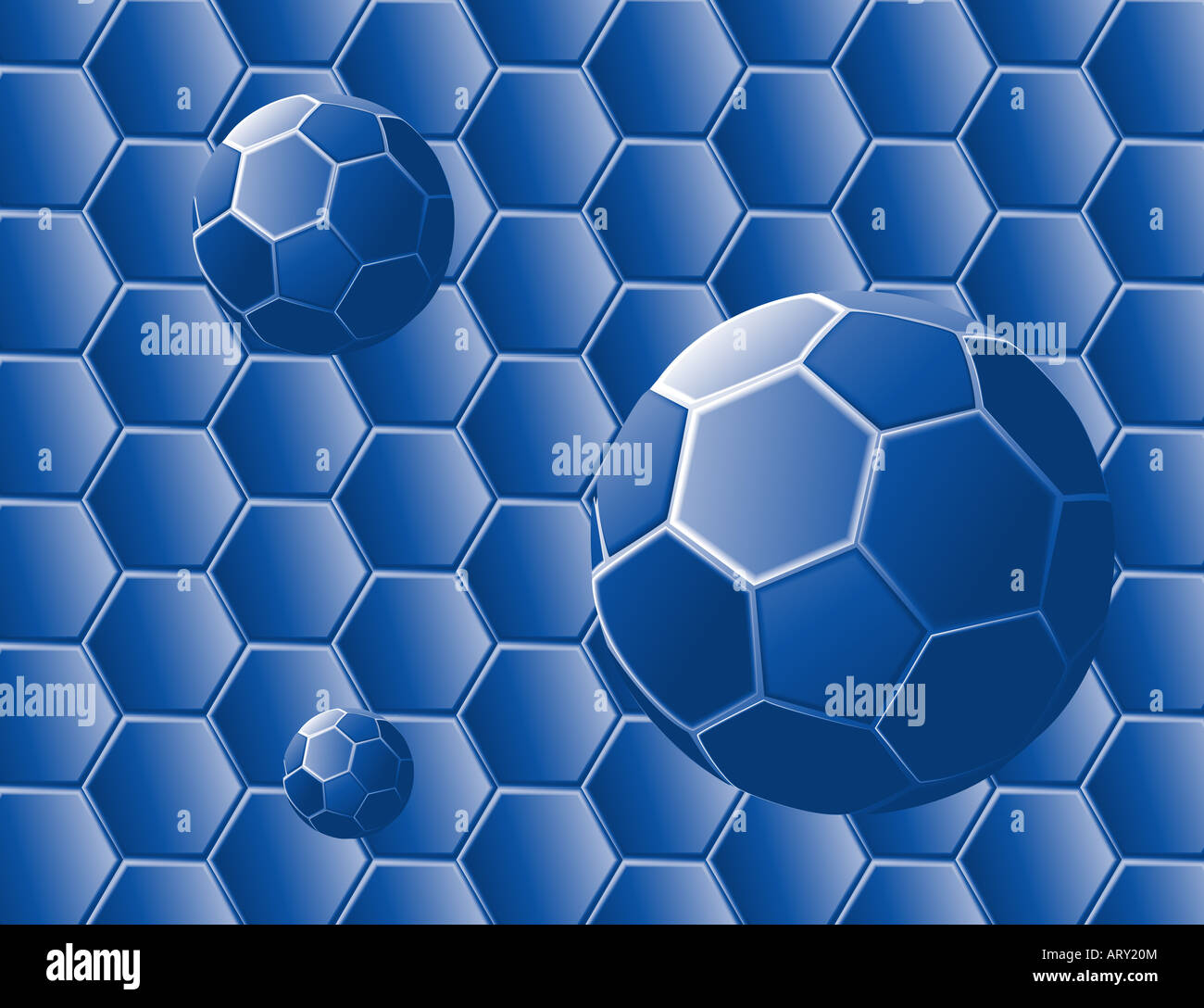 Vektor-Illustration eines abstrakten mit blauen geometrischen Formen und Kugeln Stockfoto