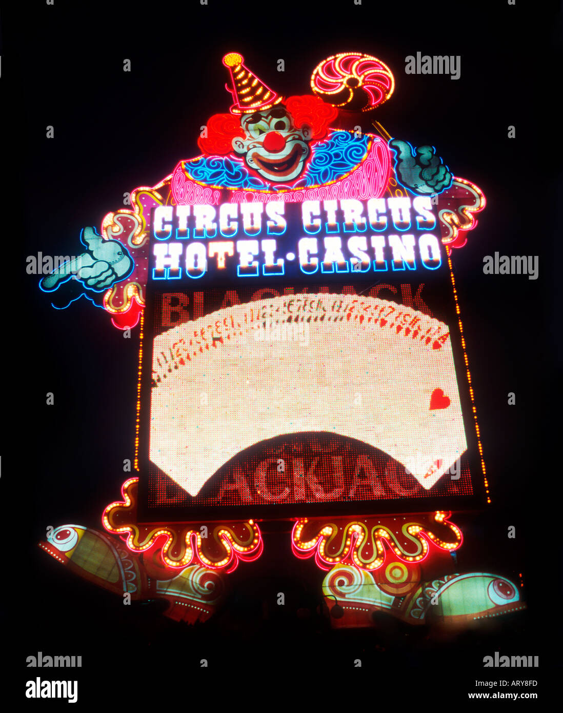 Neon-Clown im Circus Circus Casino in Las Vegas Nevada Stockfoto