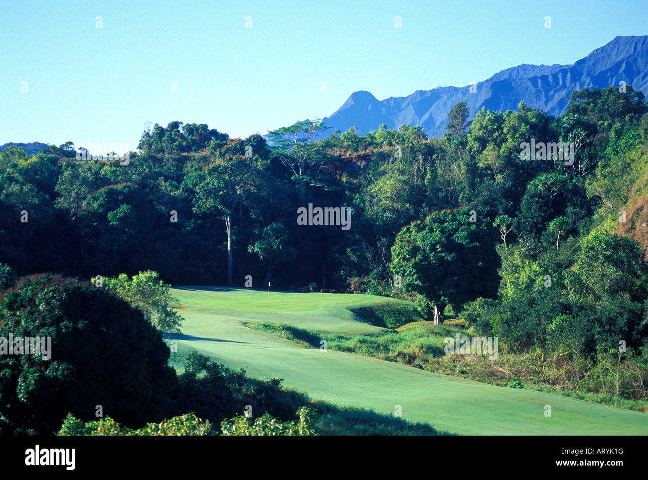 Loch Nr. 13 des Golfplatzes Princeville Prinz, der Architekt Robert Trent Jones II auf Kauai ist Stockfoto