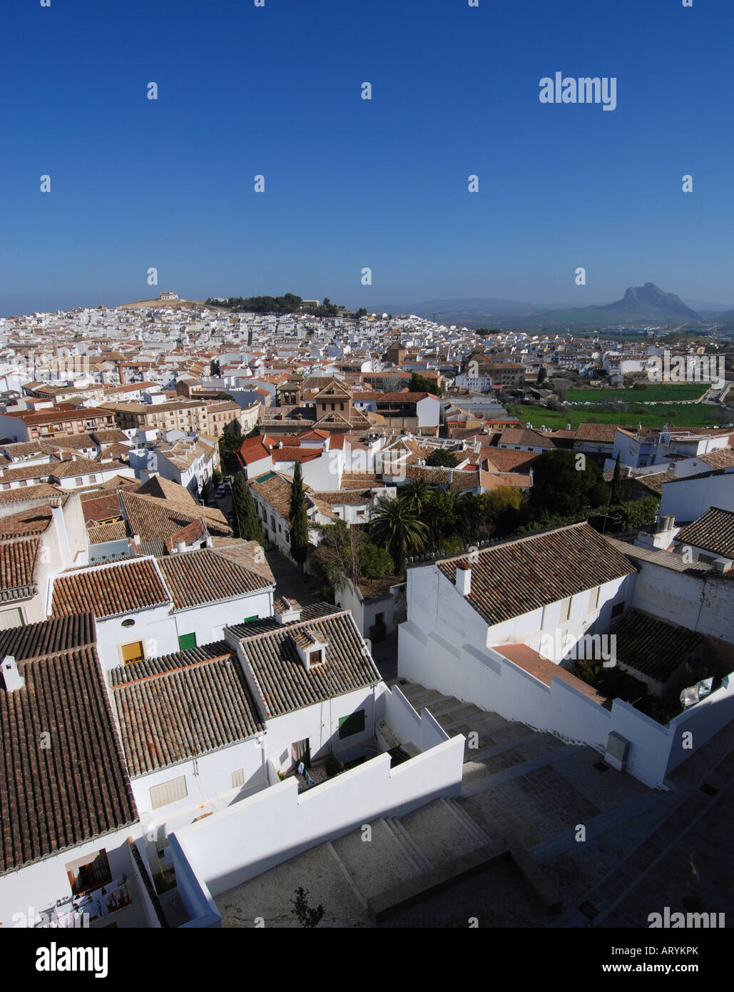 Blick über die Dächer von Antequera, Spanien Stockfoto