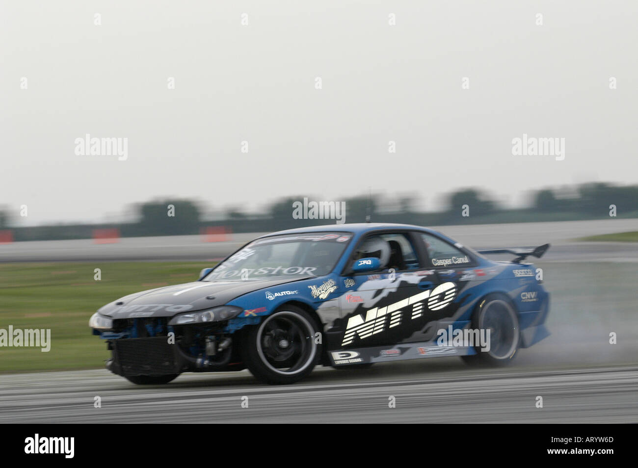 Casper Canul in seinem Nissan 240SX an einer Drifiting-Ausstellung in die Champ Car Grand Prix of Cleveland 2005 Stockfoto