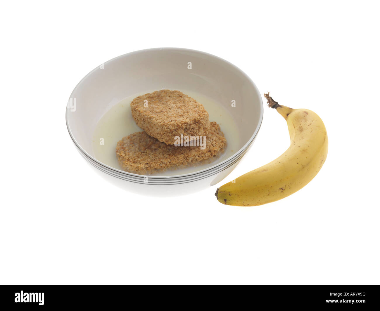 Weizenbrei und Banane Stockfoto