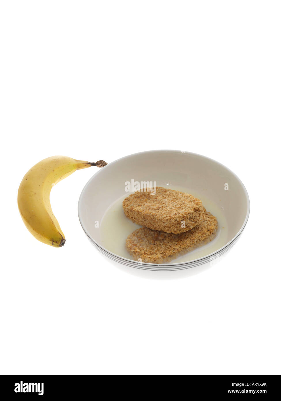 Weizenbrei und Banane Stockfoto