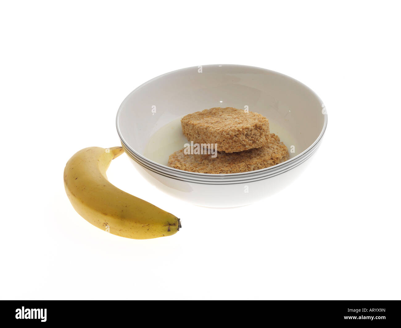 Weizenbrei und Banane Stockfoto