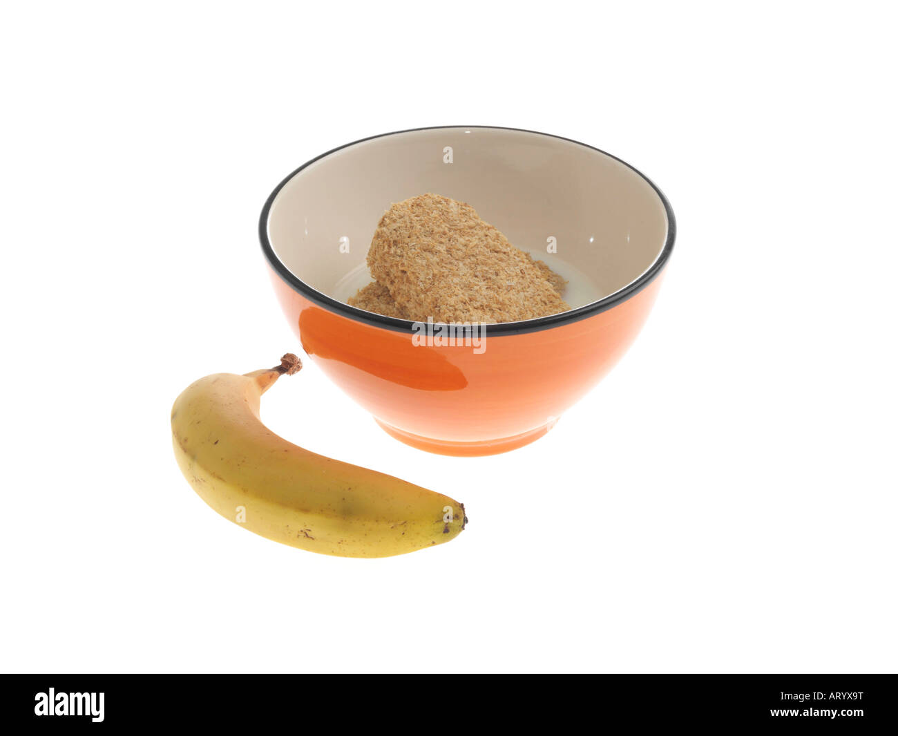 Weizenbrei und Banane Stockfoto