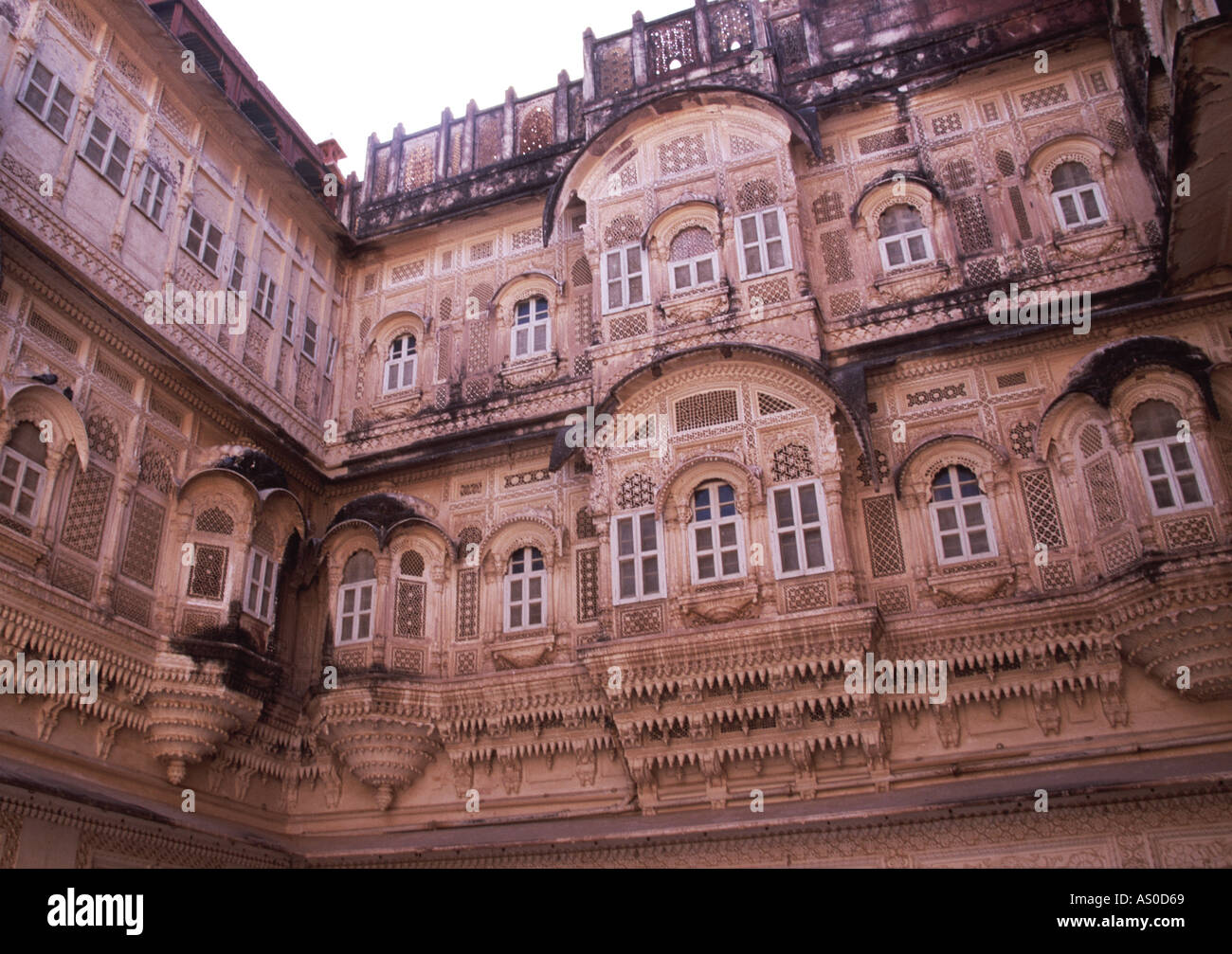 Hof in Meherangarh Fort Jodhpur Rajasthan Indien Stockfoto