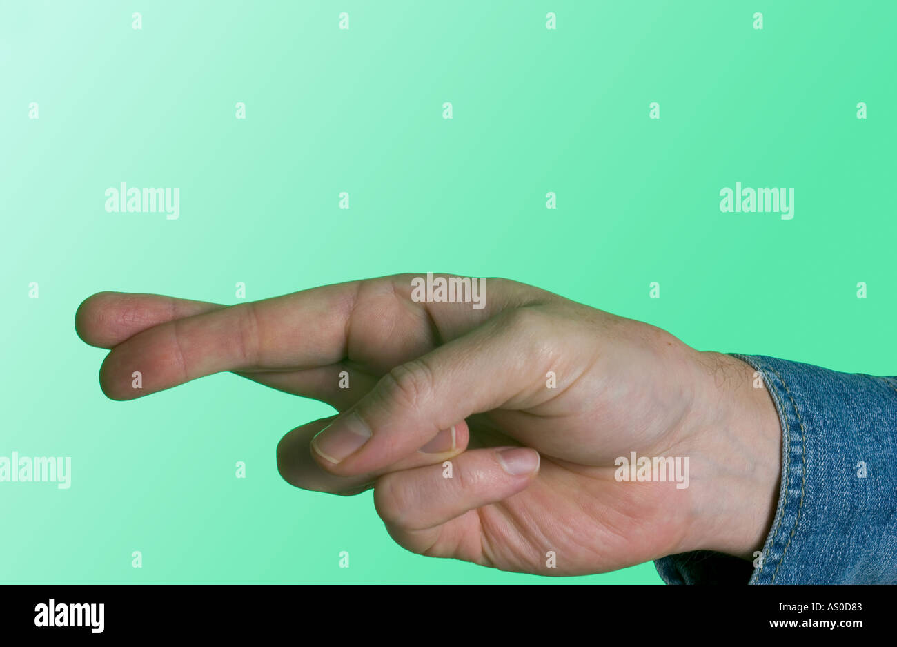 Nahaufnahme von einem mans Hand mit Daumen Stockfoto