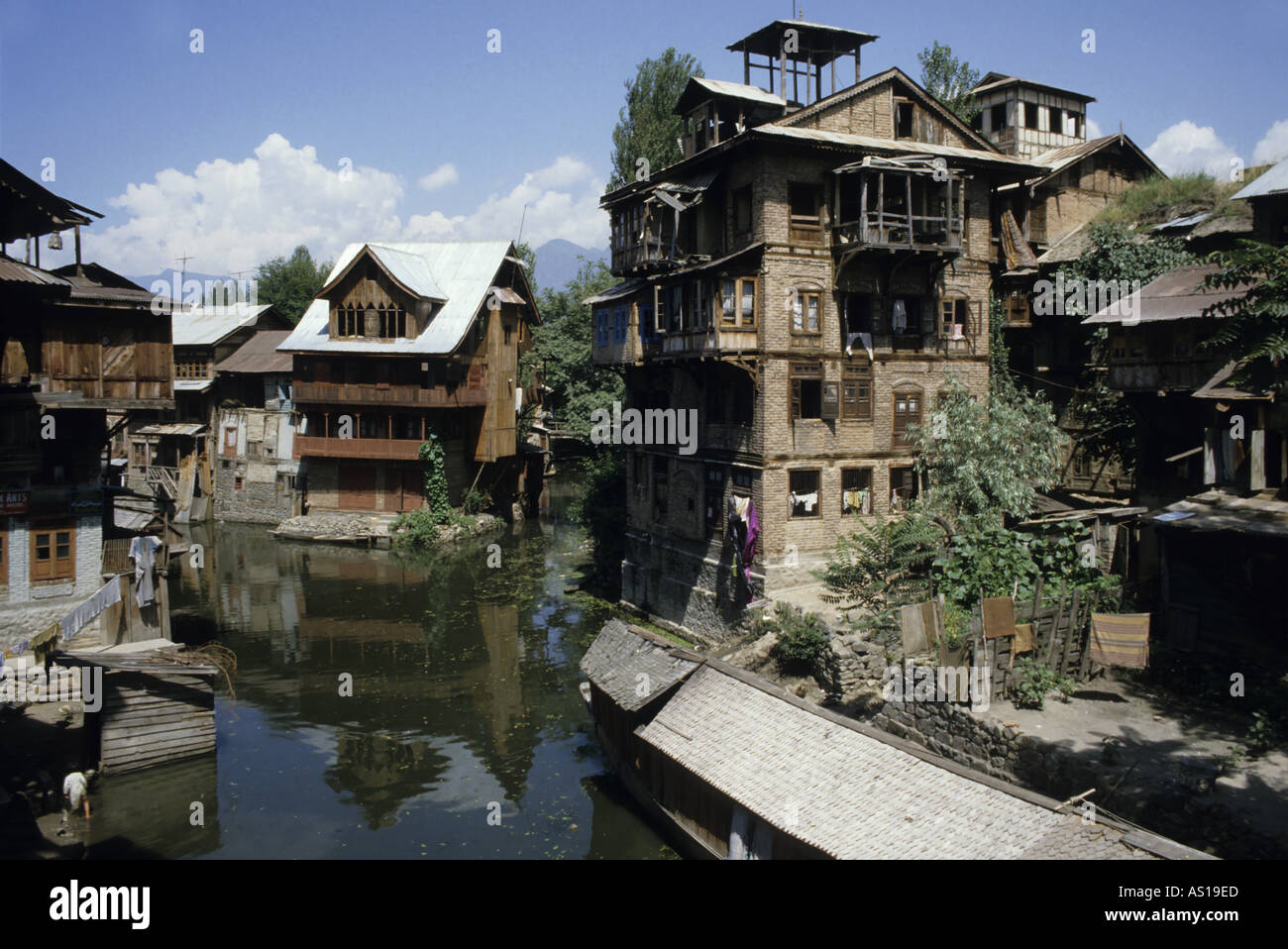 Häuser in Srinagar, Kaschmir, Indien Stockfoto