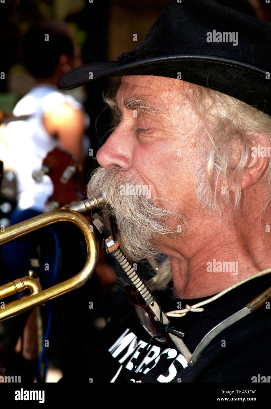 Straßenmusiker Marktplatz Portland Oregon Stockfoto