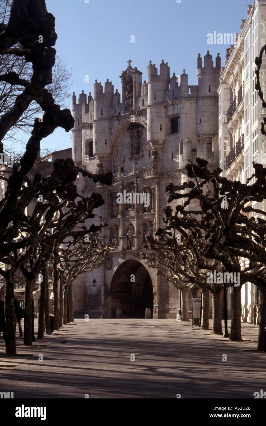 Burgos, Arco de Santa Maria, Mittelalterliches Stadttor Stockfoto