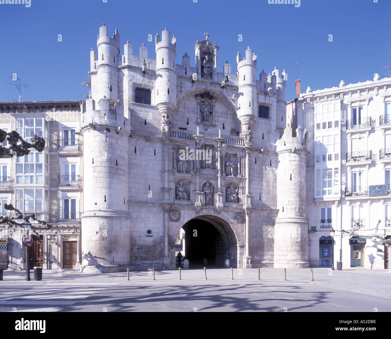 Burgos, Arco de Santa Maria, Mittelalterliches Stadttor Stockfoto