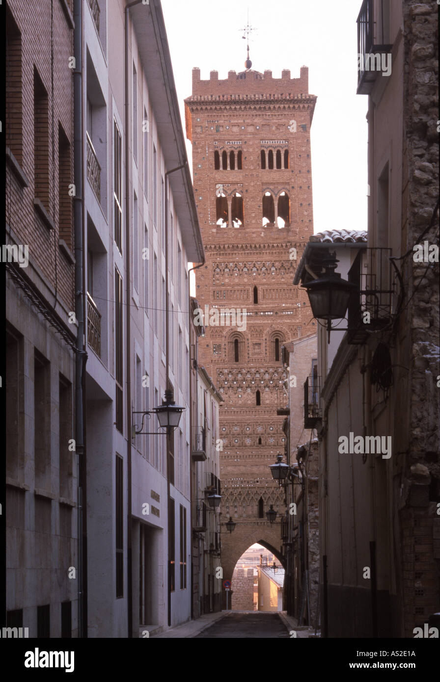 Teruel, San Salvador, Turm der Kirche Stockfoto