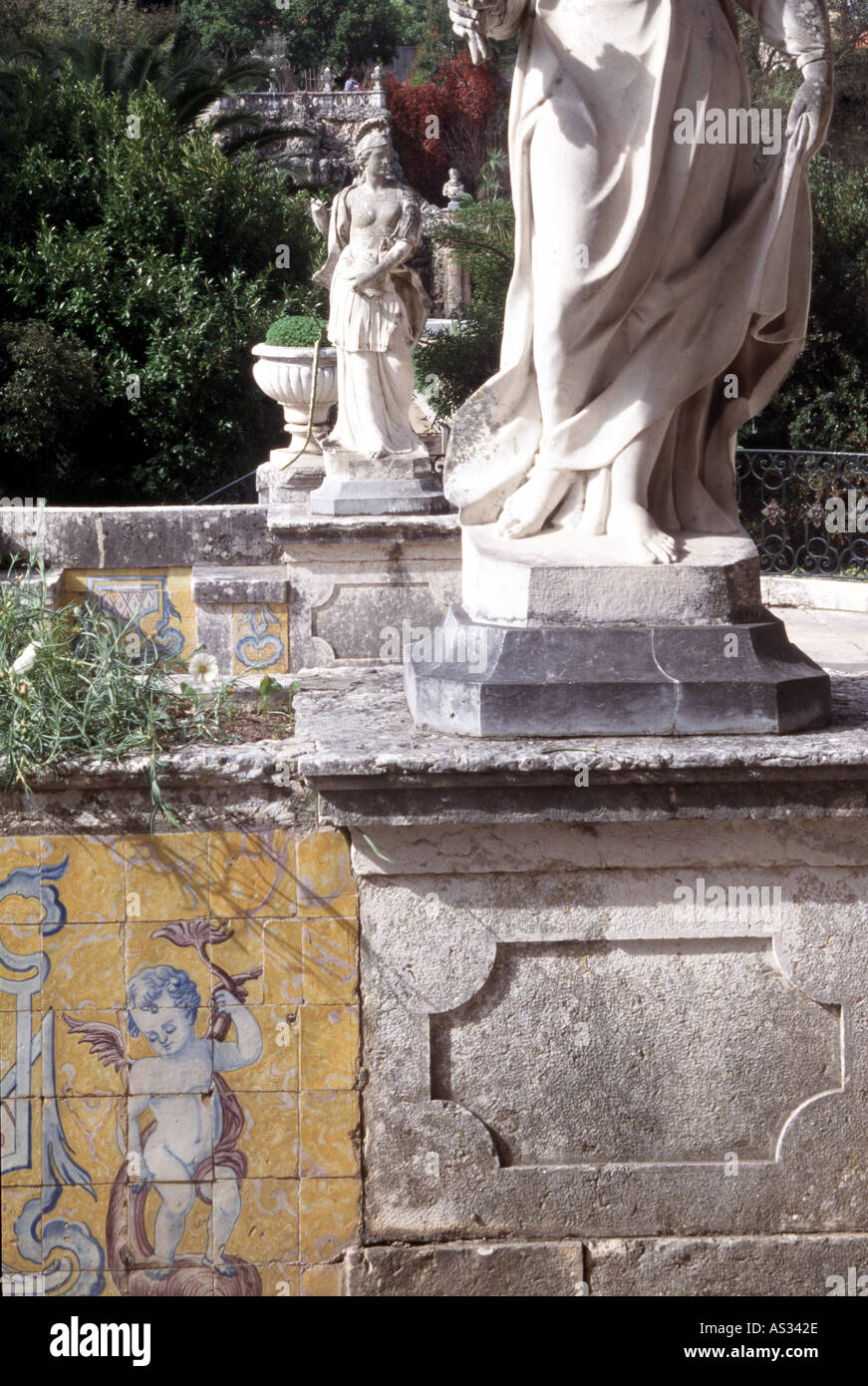 Oeiras, Barockgarten Palacio do Marques de Pombal, Skulpturen, Ab 1737 Stockfoto