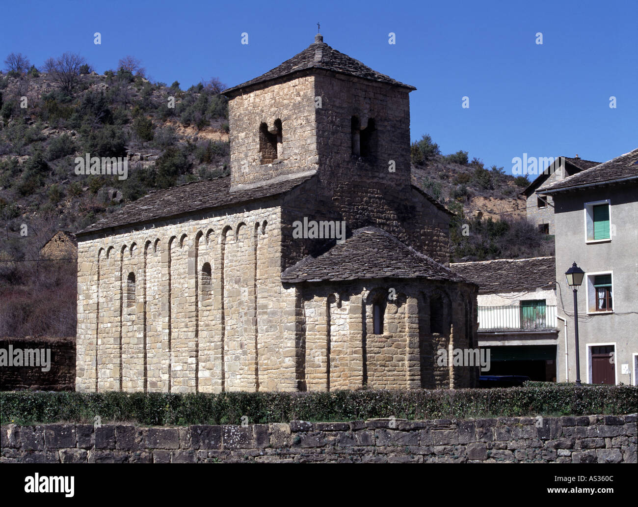 Santa Cruz De La Seros, San Caprasio, Aussenansicht Stockfoto