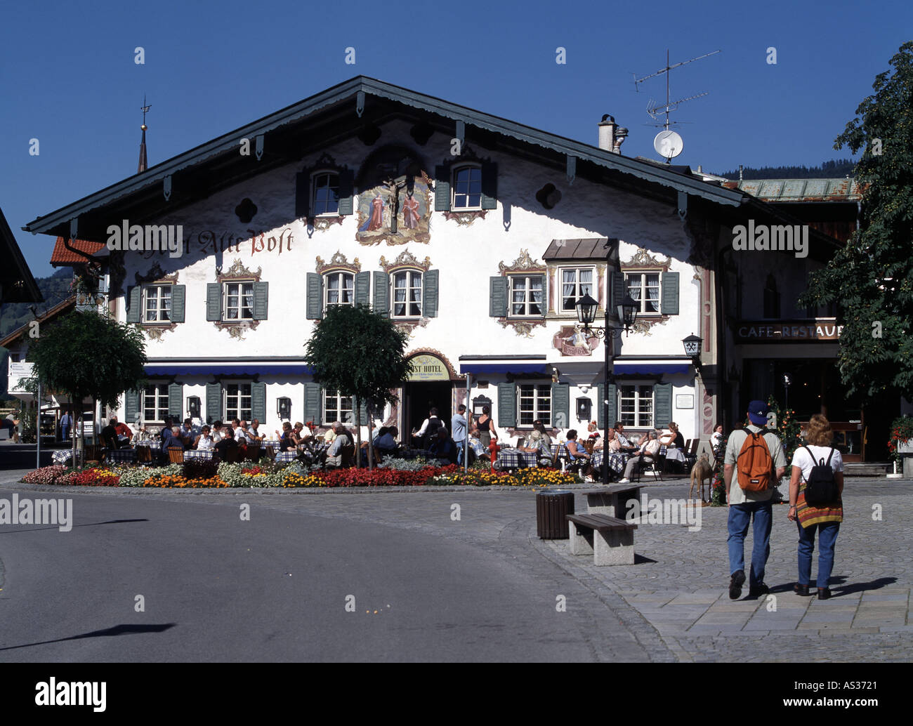 Oberammergau, Hotel Alte Post, Frontansicht Stockfoto
