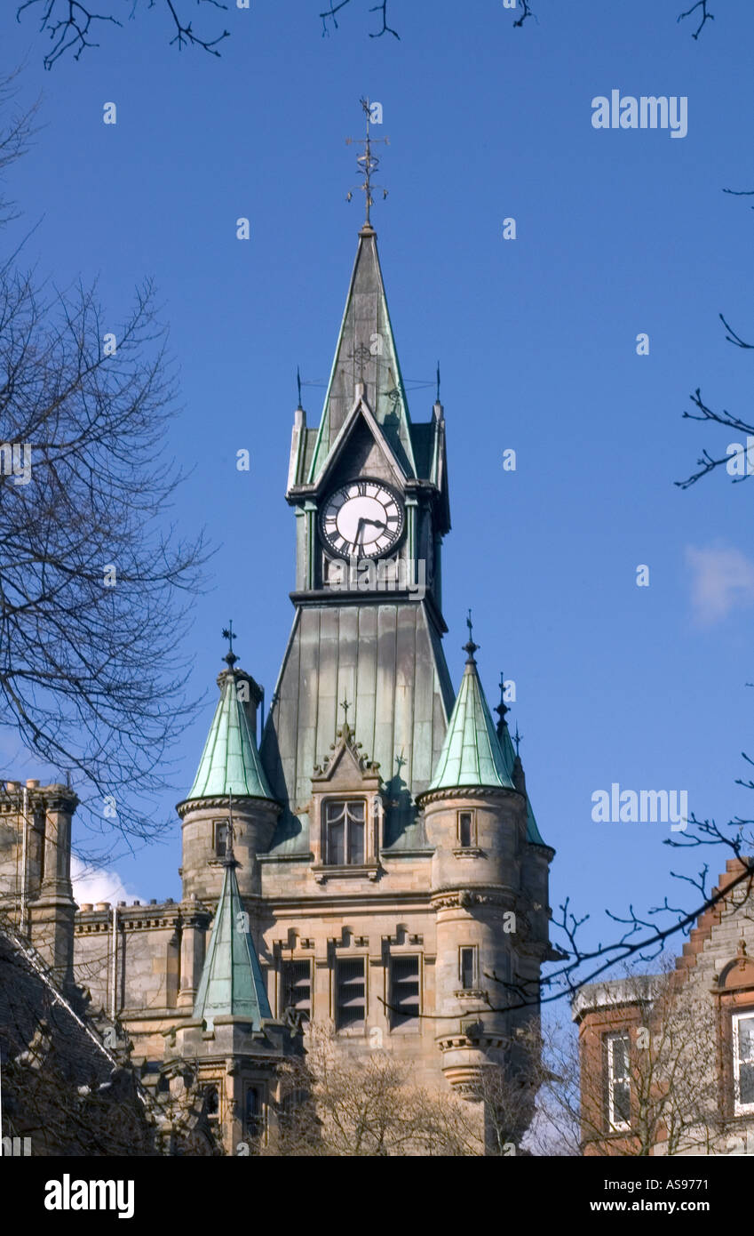 dh DUNFERMLINE FIFE Uhrturm Rathausgebäude Stockfoto