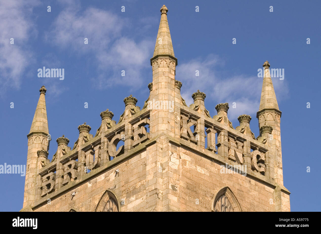 dh Dunfermline Abbey DUNFERMLINE FIFE Inschrift King Robert the Bruce Tower schottland Stockfoto