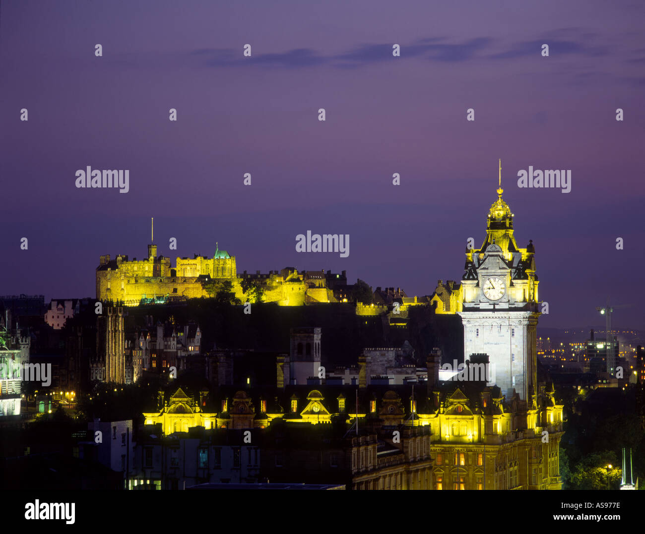 Edinburgh Stadt an der Dämmerung Lothian & Grenzen Region Schottland UK Stockfoto