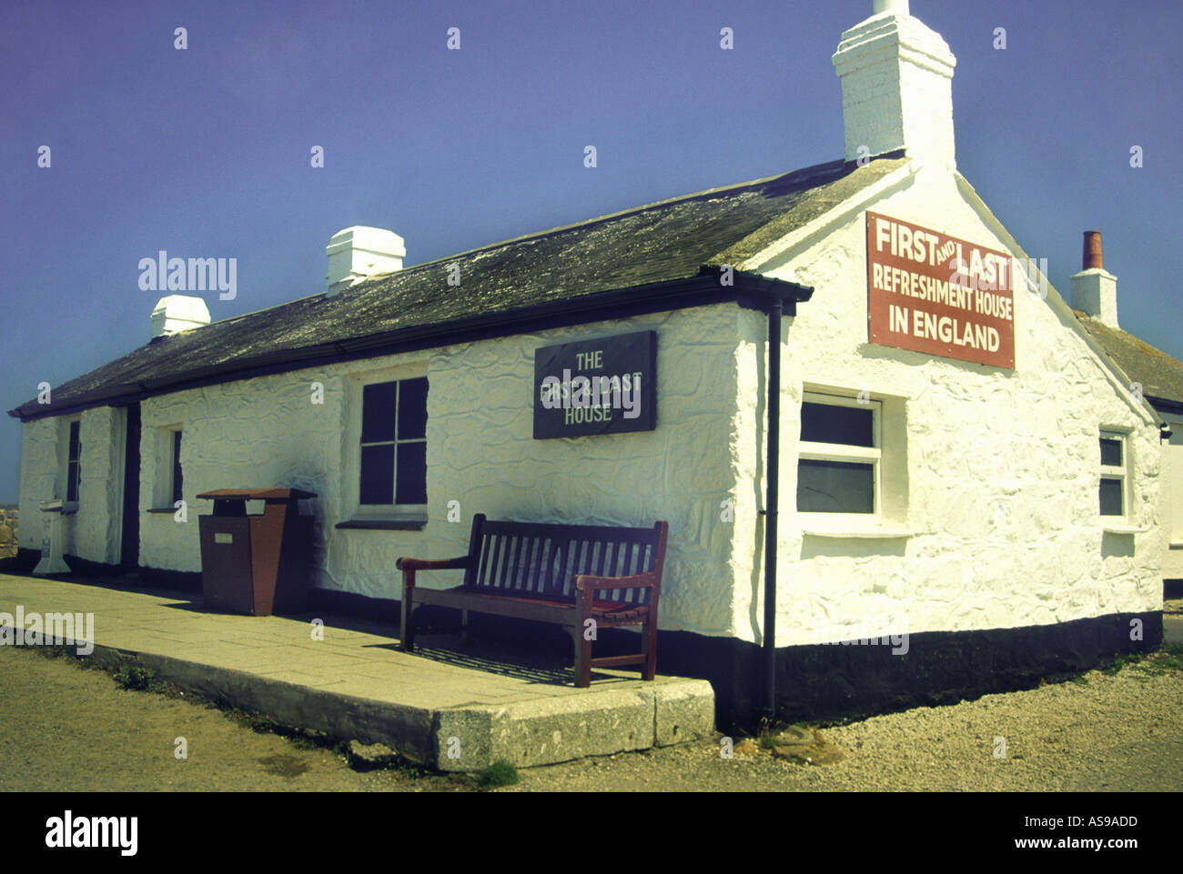 Das erste und letzte Haus bei Lands End Cornwall England UK Stockfoto